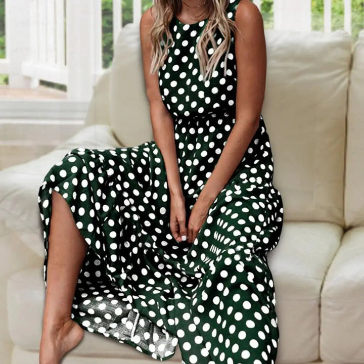 Ella | Women's Polka Dot Maxi Dress Sleeveless Summer Dress