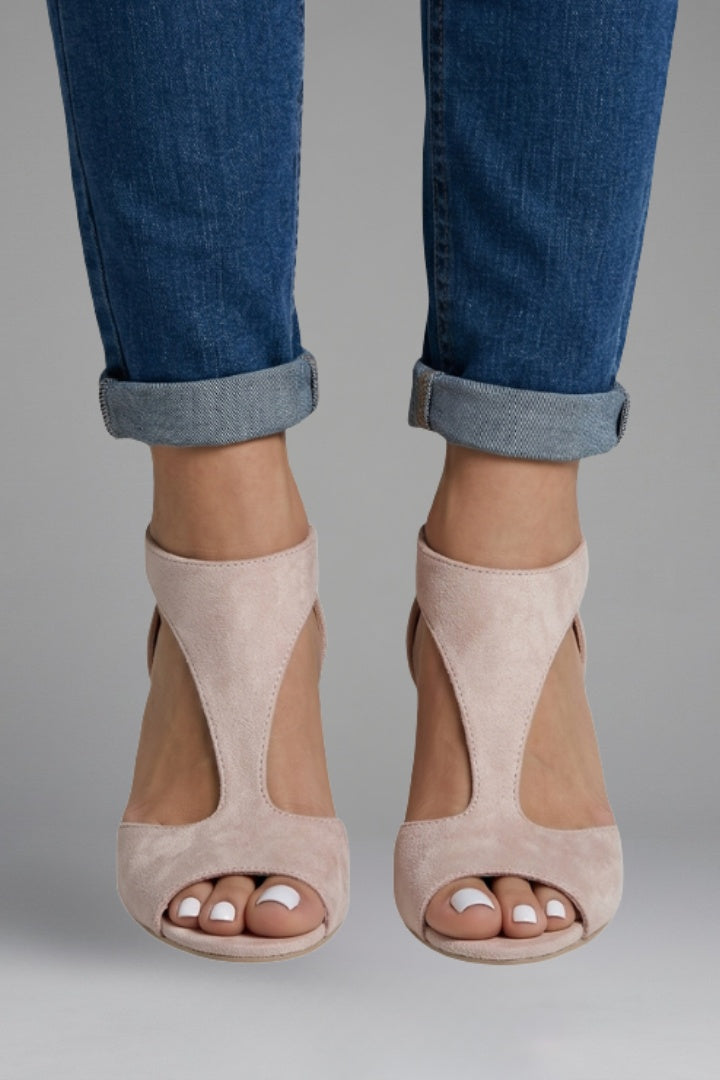 Ellie | Women's Heeled Sandals Peep Toe with Back Zip