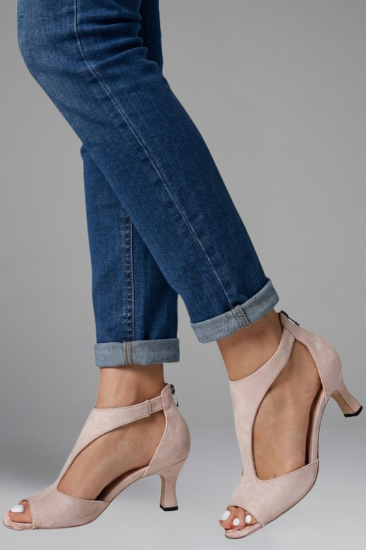 Ellie | Women's Heeled Sandals Peep Toe with Back Zip