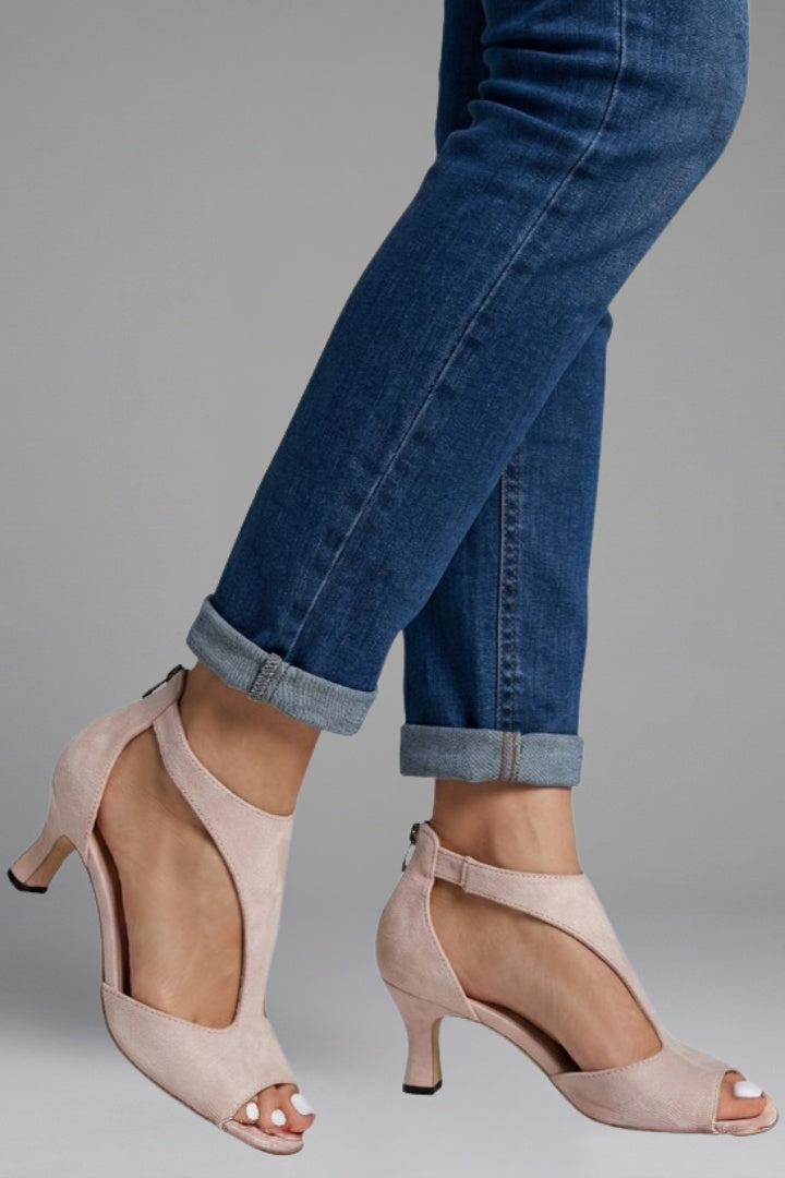 Ellie | Women's Heeled Sandals Peep Toe with Back Zip