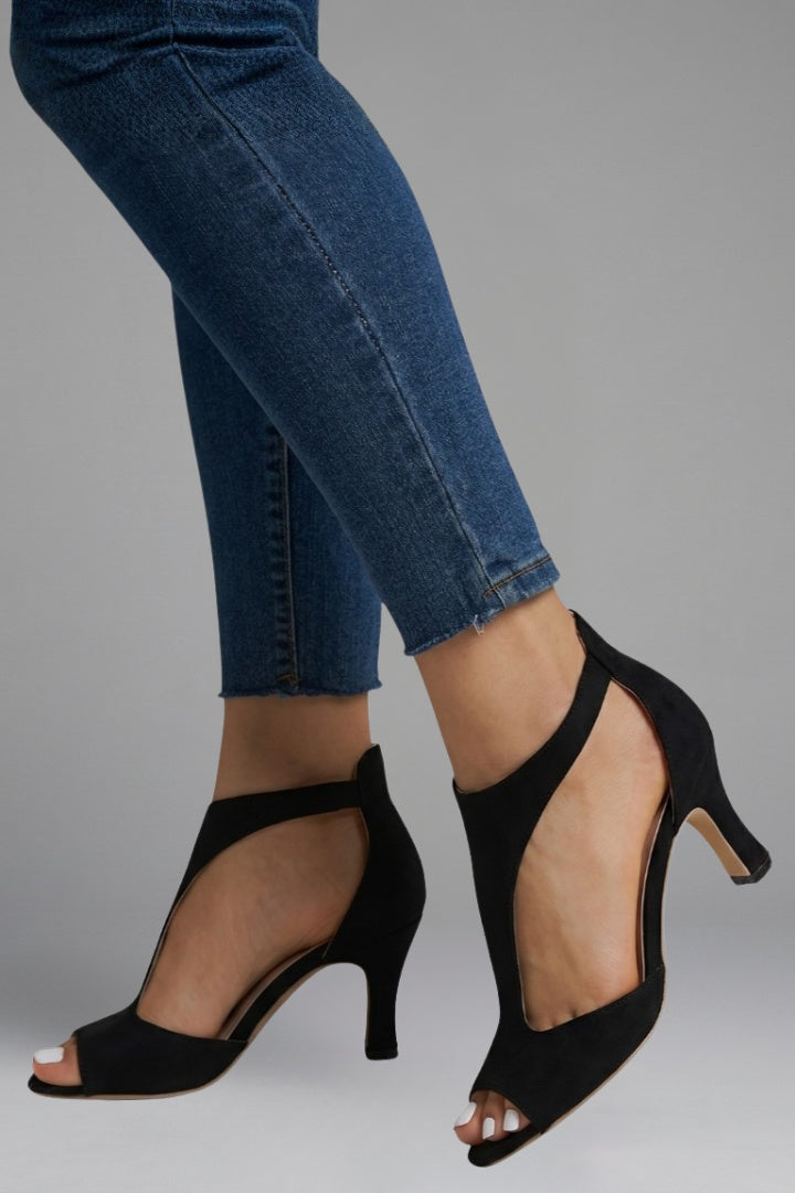 Ellie | Women's Heeled Sandals Peep Toe with Back Zip