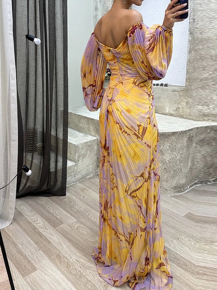 Emily | Women's Formal Off Shoulder Maxi Dress Pleated