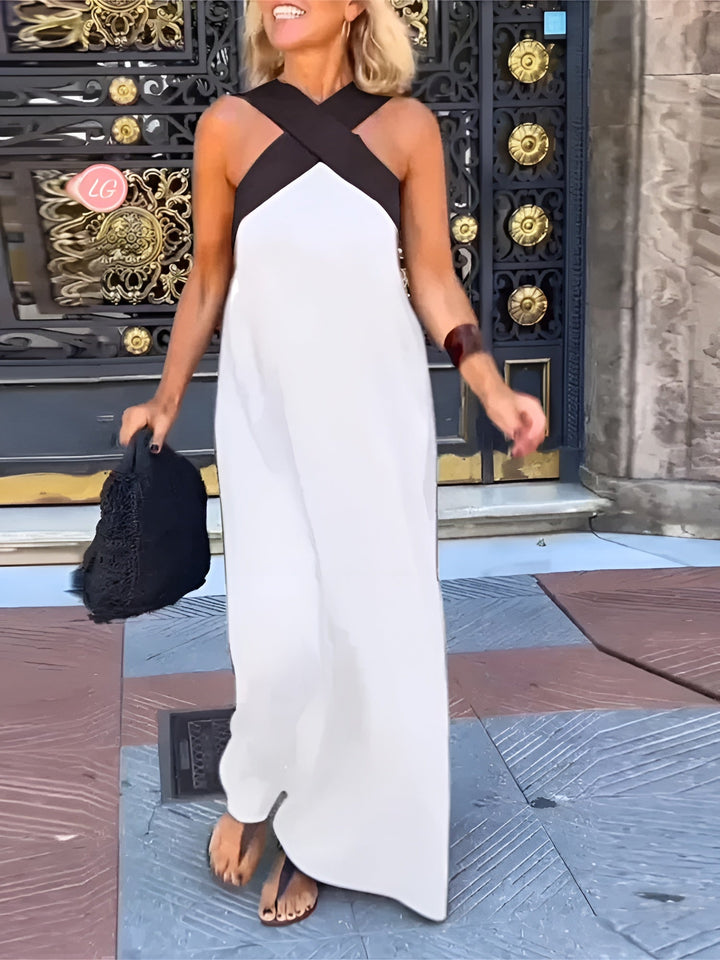 Emma | Women's Halter Maxi Dress with Criss Cross Neckline