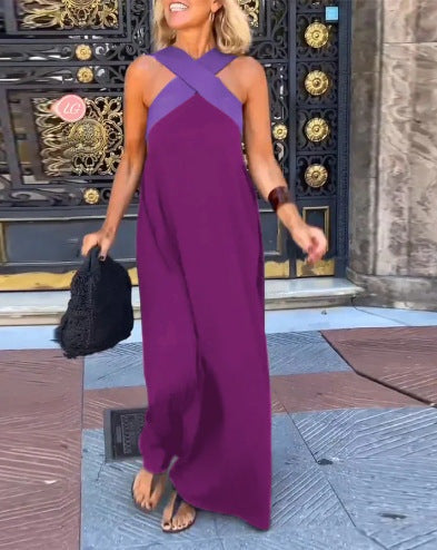 Emma | Women's Halter Maxi Dress with Criss Cross Neckline
