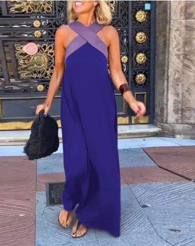 Emma | Women's Halter Maxi Dress with Criss Cross Neckline