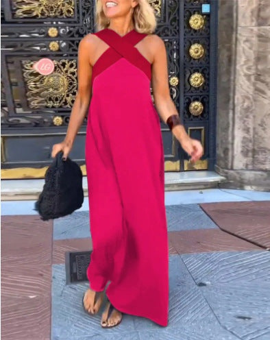 Emma | Women's Halter Maxi Dress with Criss Cross Neckline