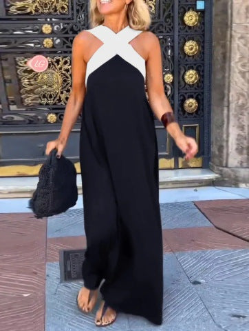 Emma | Women's Halter Maxi Dress with Criss Cross Neckline