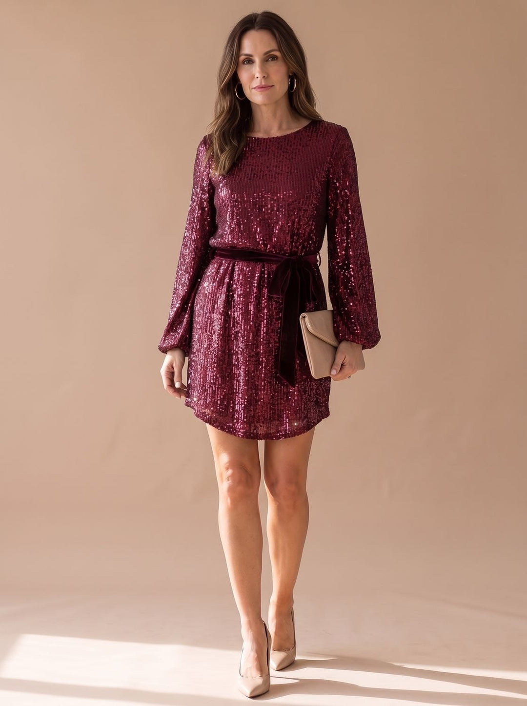 Emma | Women's Sequin Mini Christmas Party Dress with Balloon Sleeves