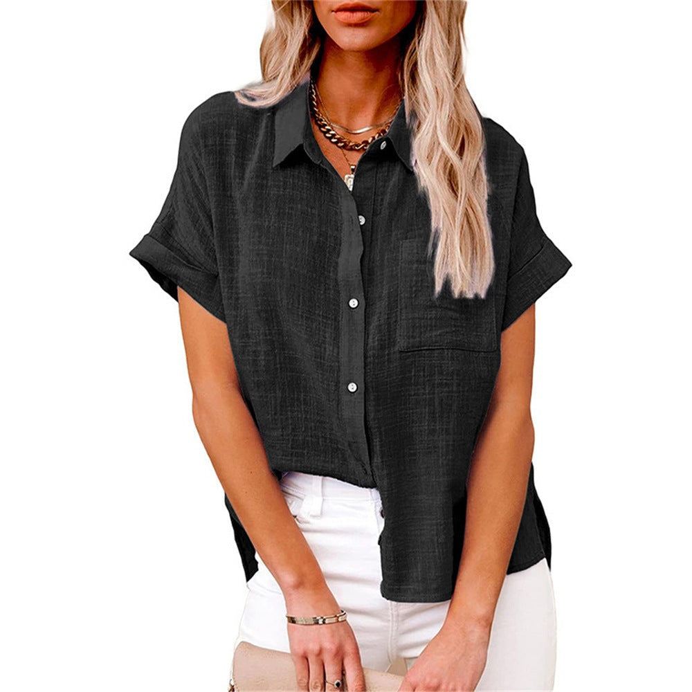 Evelyn | Women's Linen-Look Button Up Shirt with Pocket