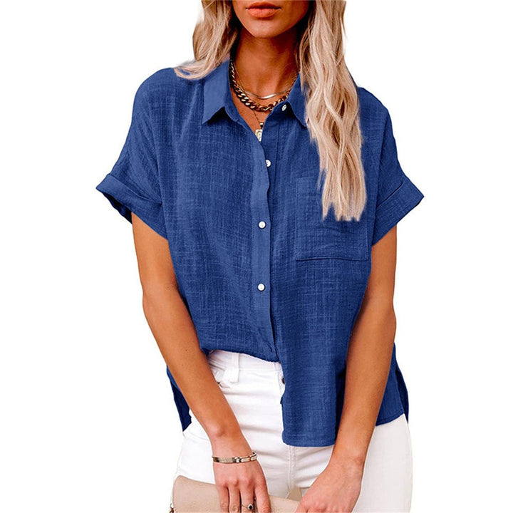 Evelyn | Women's Linen-Look Button Up Shirt with Pocket