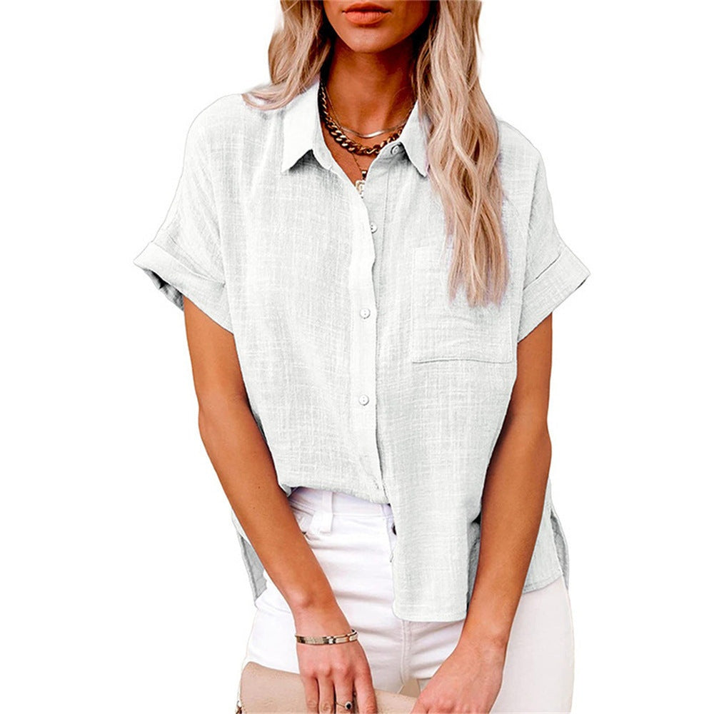 Evelyn | Women's Linen-Look Button Up Shirt with Pocket