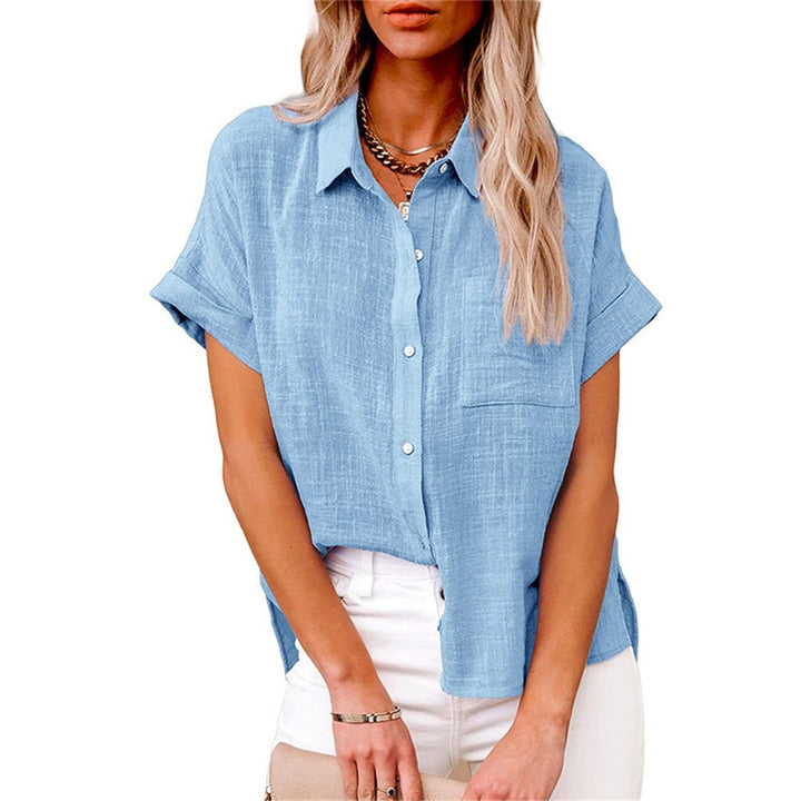 Evelyn | Women's Linen-Look Button Up Shirt with Pocket