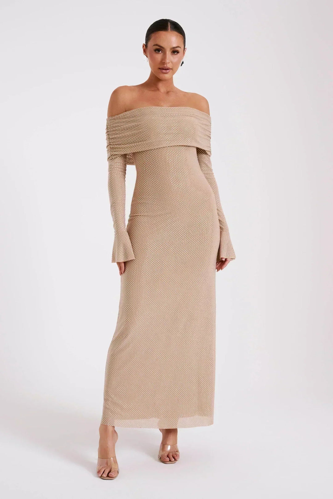 Gemma | Women's Off Shoulder Maxi Dress Long Sleeve Cocktail