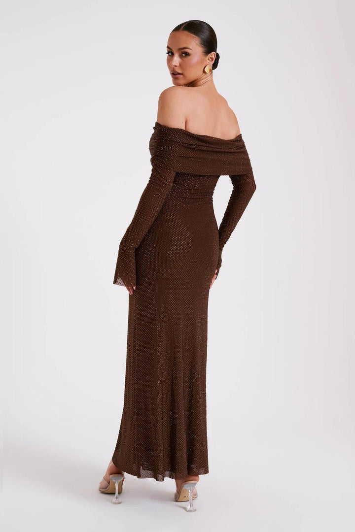 Gemma | Women's Off Shoulder Maxi Dress Long Sleeve Cocktail