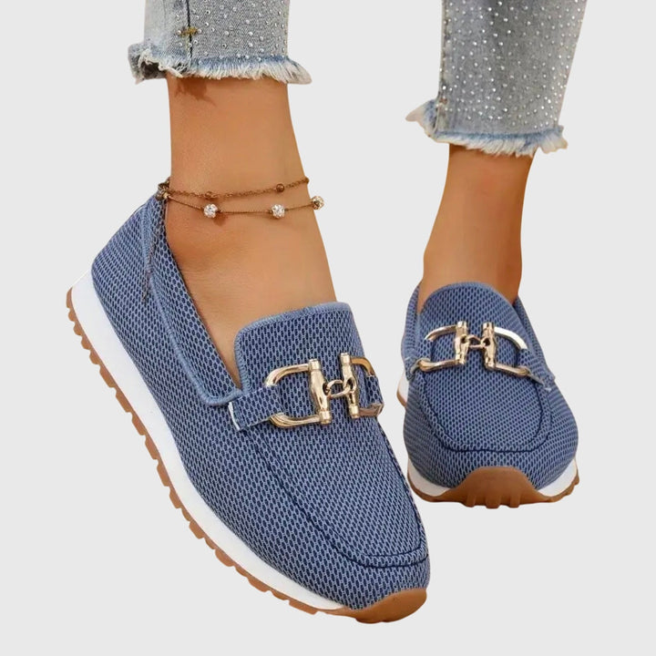 Grace | Women's Mesh Slip On Loafers with Metal Buckle