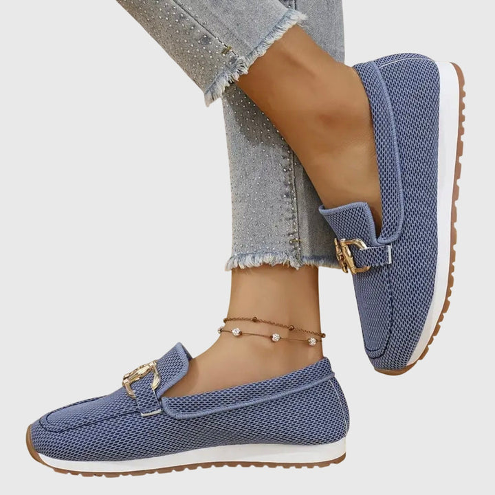 Grace | Women's Mesh Slip On Loafers with Metal Buckle
