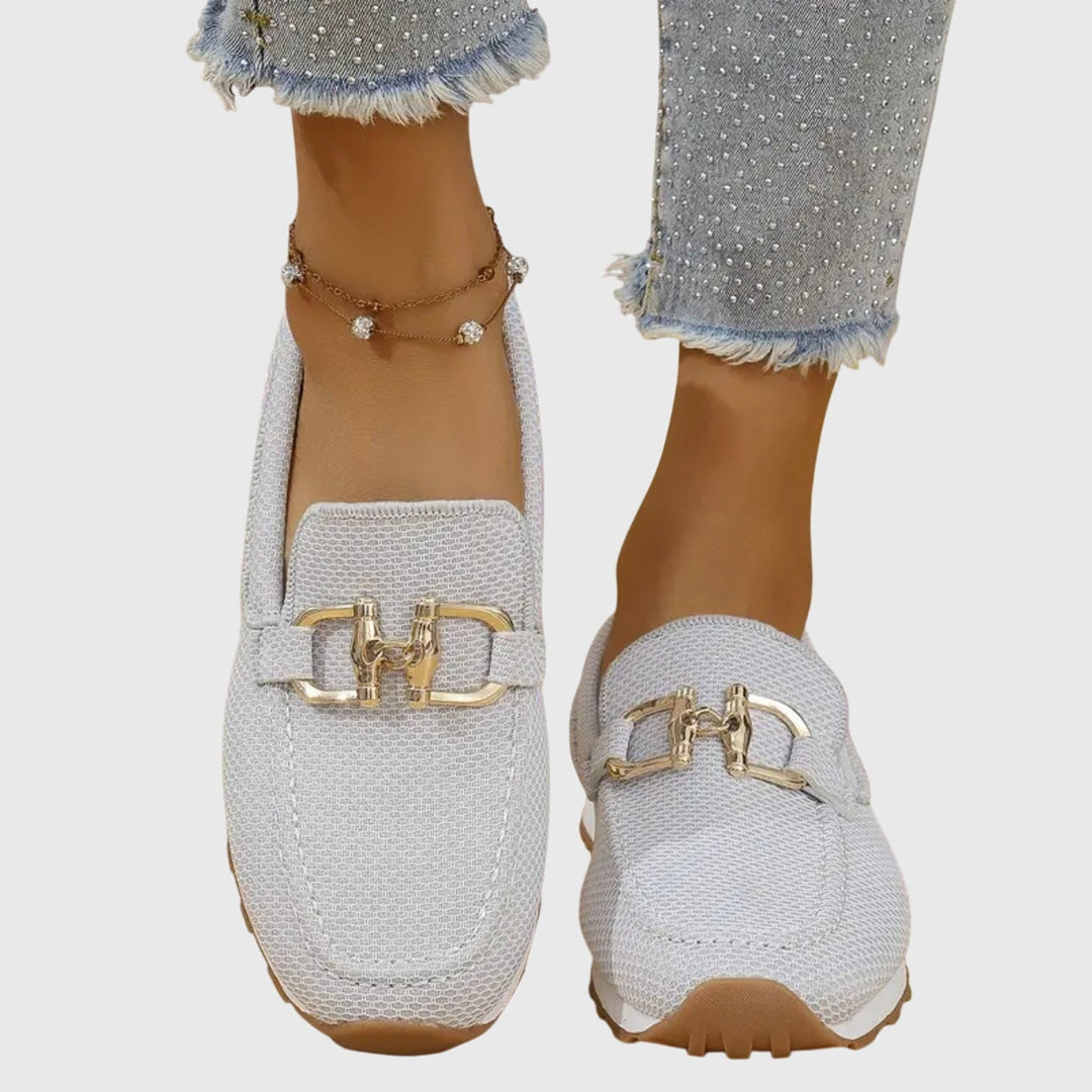 Grace | Women's Mesh Slip On Loafers with Metal Buckle