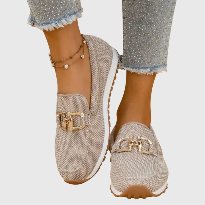 Grace | Women's Mesh Slip On Loafers with Metal Buckle
