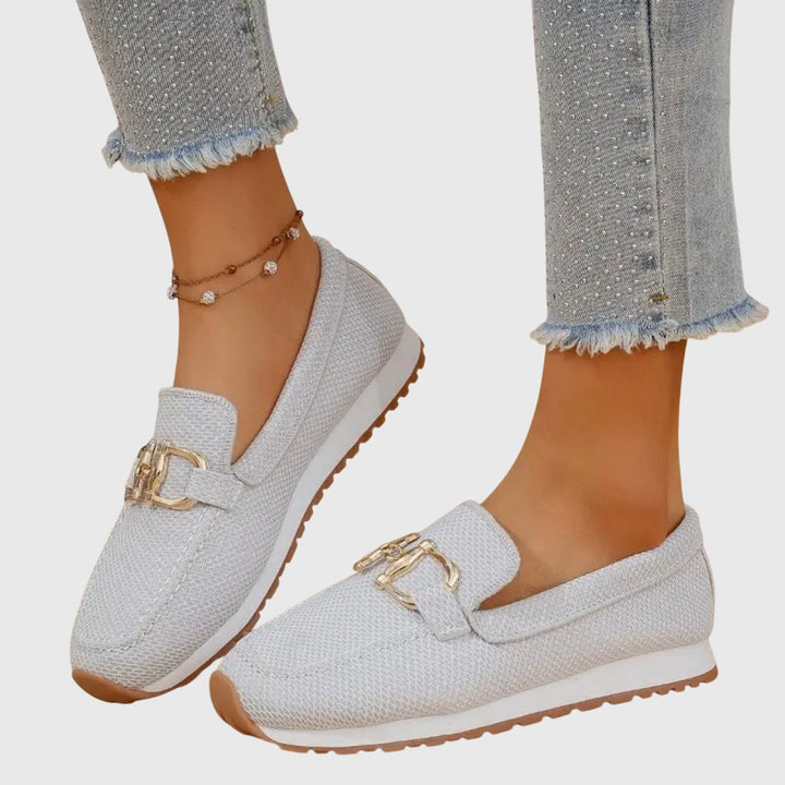 Grace | Women's Mesh Slip On Loafers with Metal Buckle