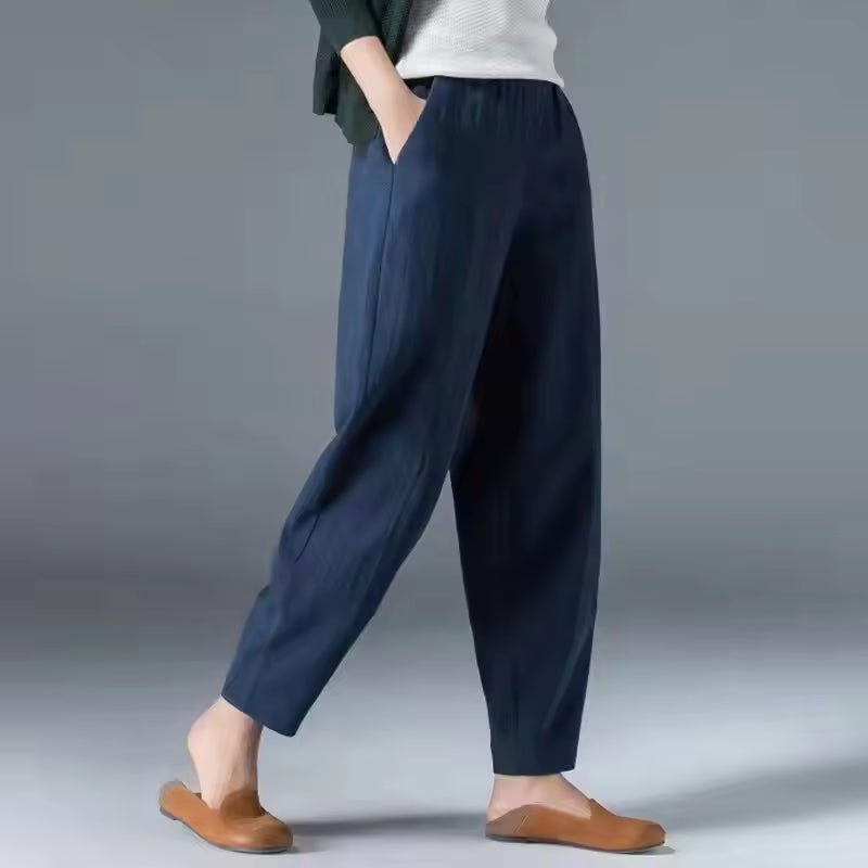 Hannah | Women's Linen Pants Relaxed Fit Ankle Length with Pockets
