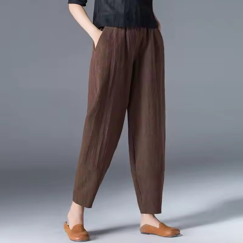 Hannah | Women's Linen Pants Relaxed Fit Ankle Length with Pockets