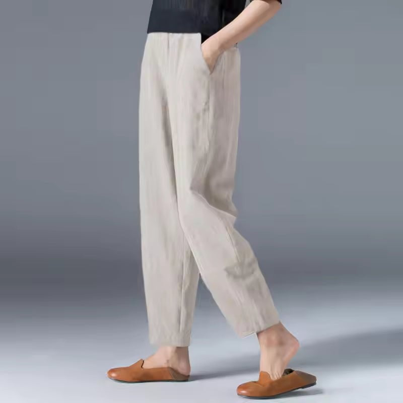 Hannah | Women's Linen Pants Relaxed Fit Ankle Length with Pockets