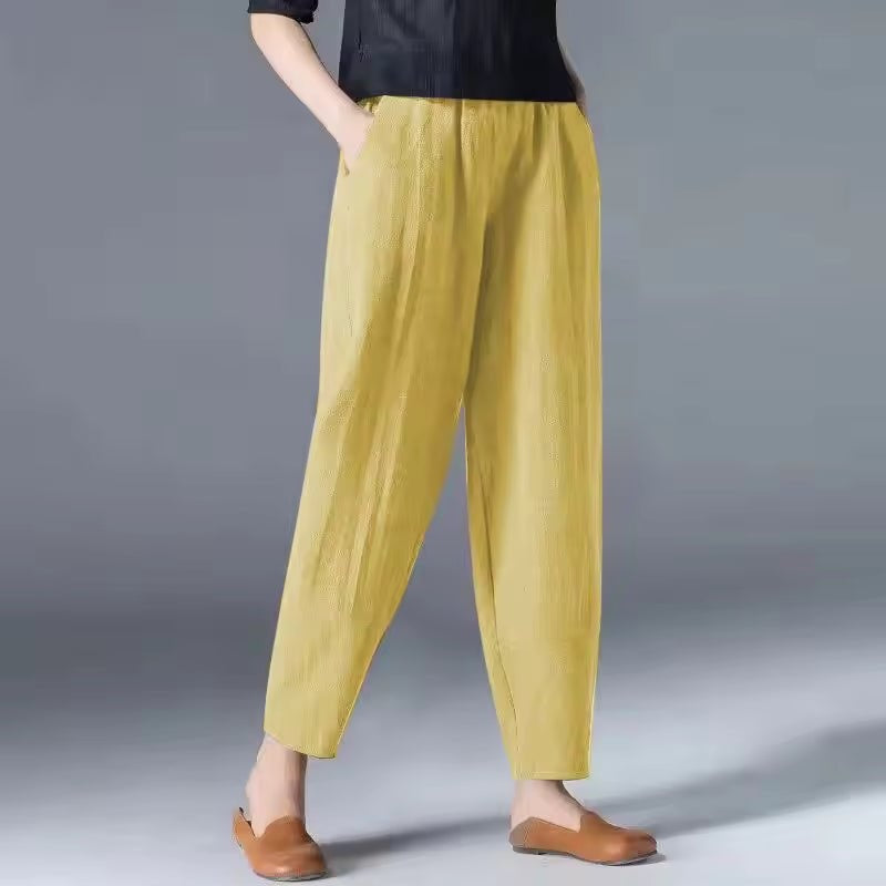 Hannah | Women's Linen Pants Relaxed Fit Ankle Length with Pockets