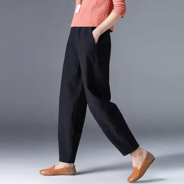 Hannah | Women's Linen Pants Relaxed Fit Ankle Length with Pockets