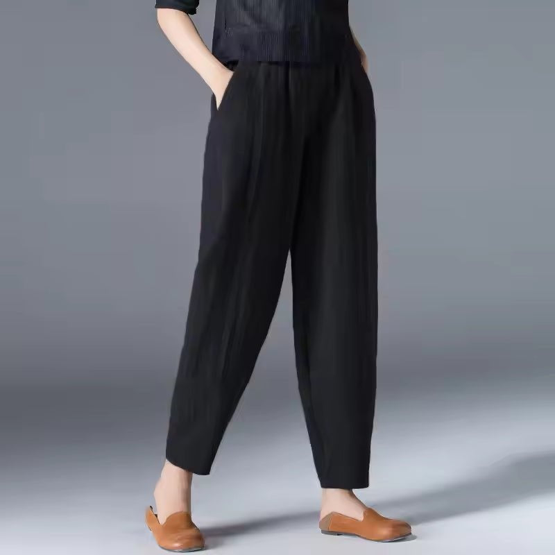 Hannah | Women's Linen Pants Relaxed Fit Ankle Length with Pockets