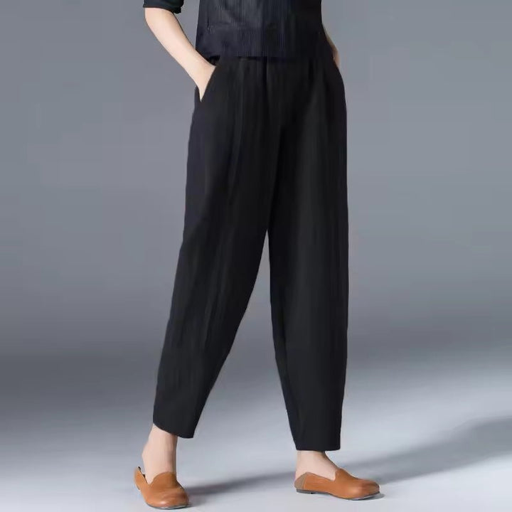 Hannah | Women's Linen Pants Relaxed Fit Ankle Length with Pockets