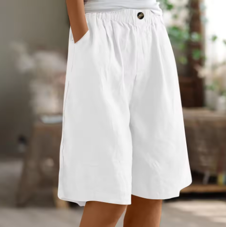 Hannah | Women's Linen Shorts Knee Length with Pockets