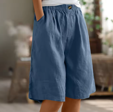 Hannah | Women's Linen Shorts Knee Length with Pockets