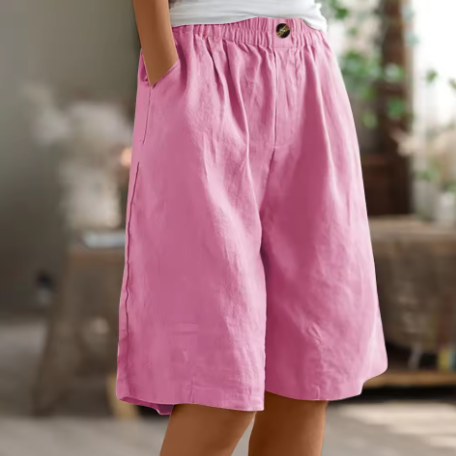Hannah | Women's Linen Shorts Knee Length with Pockets