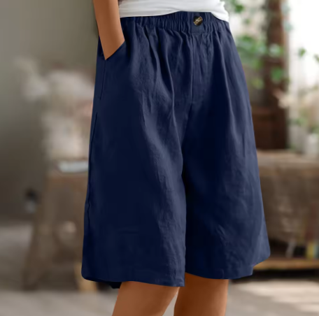 Hannah | Women's Linen Shorts Knee Length with Pockets