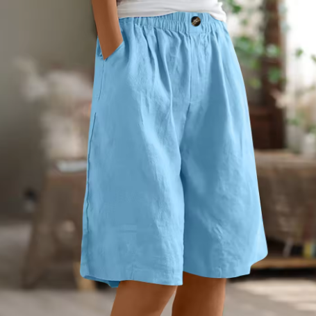 Hannah | Women's Linen Shorts Knee Length with Pockets