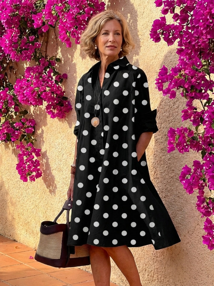 Hannah | Women's Midi Shirt Dress with Pockets Long Sleeve