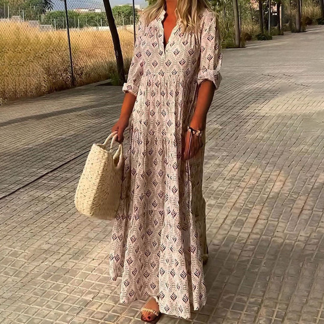 Hannah | Women's Tiered Summer Maxi Dress with 3/4 Sleeves