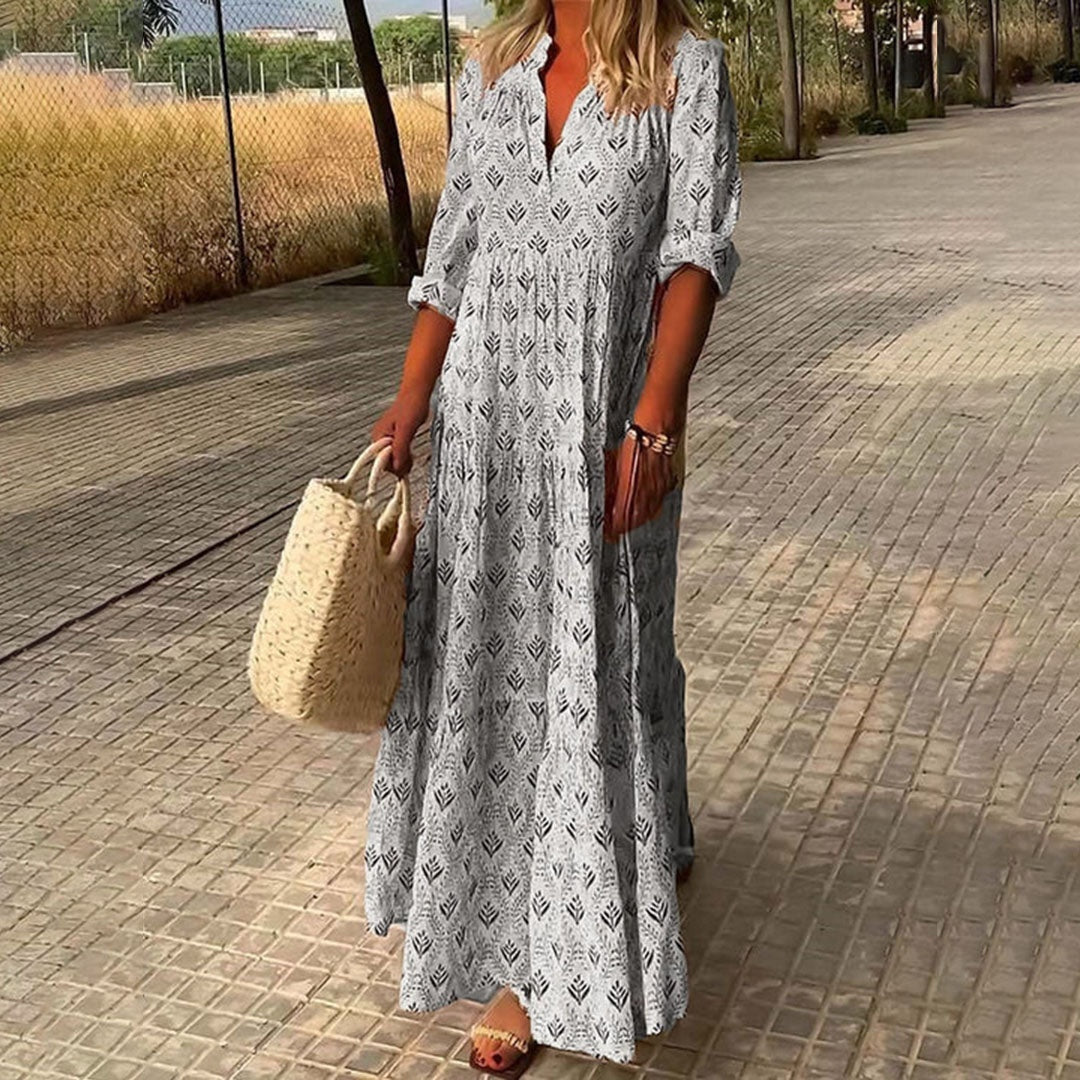 Hannah | Women's Tiered Summer Maxi Dress with 3/4 Sleeves