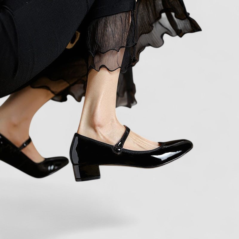 Harper | Women's Patent Mary Jane Shoes with Block Heel