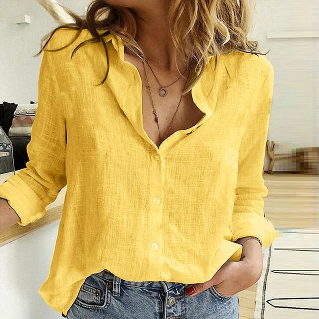 Joanna | Women's Linen Shirt Button Up Long Sleeve Blouse