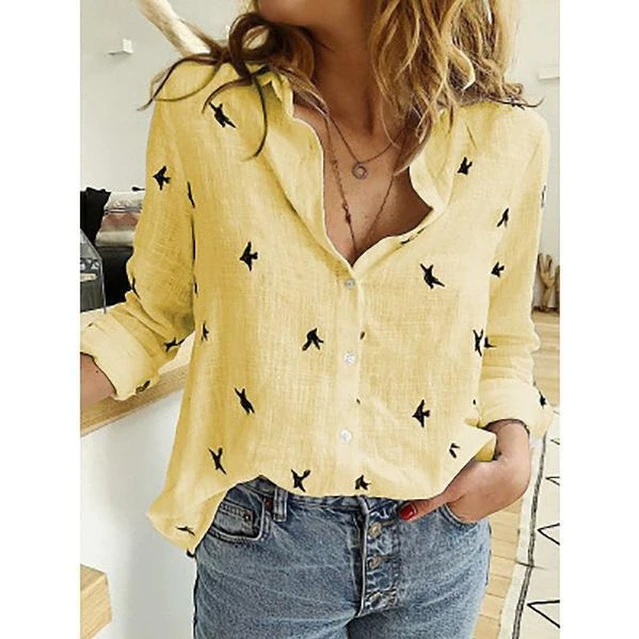 Joanna | Women's Linen Shirt Button Up Long Sleeve Blouse