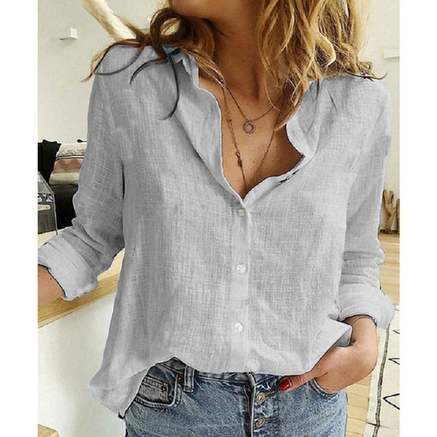 Joanna | Women's Linen Shirt Button Up Long Sleeve Blouse