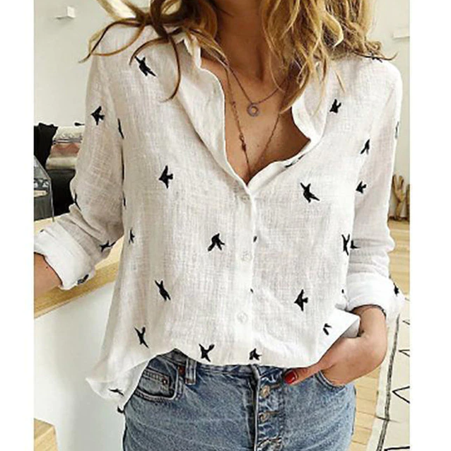 Joanna | Women's Linen Shirt Button Up Long Sleeve Blouse