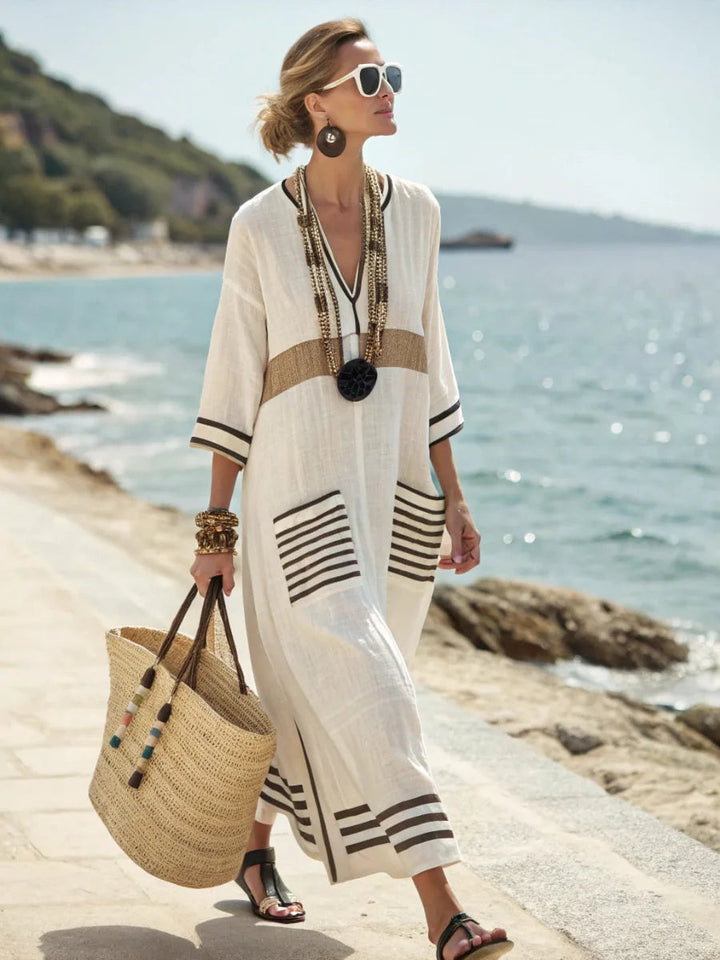 Juliet | Women's Linen Maxi Dress Beach Dress with Pockets