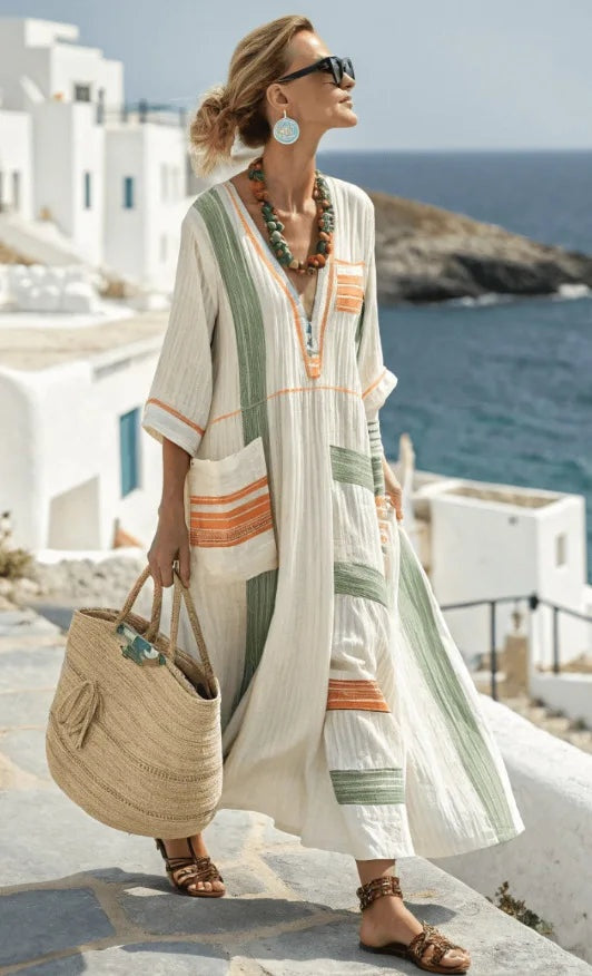 Juliet | Women's Linen Maxi Dress Beach Dress with Pockets
