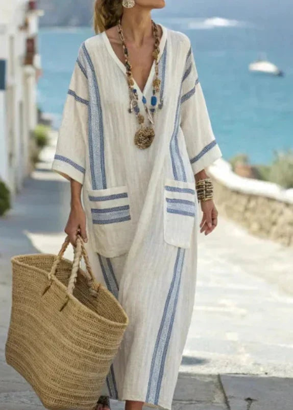 Juliet | Women's Linen Maxi Dress Beach Dress with Pockets