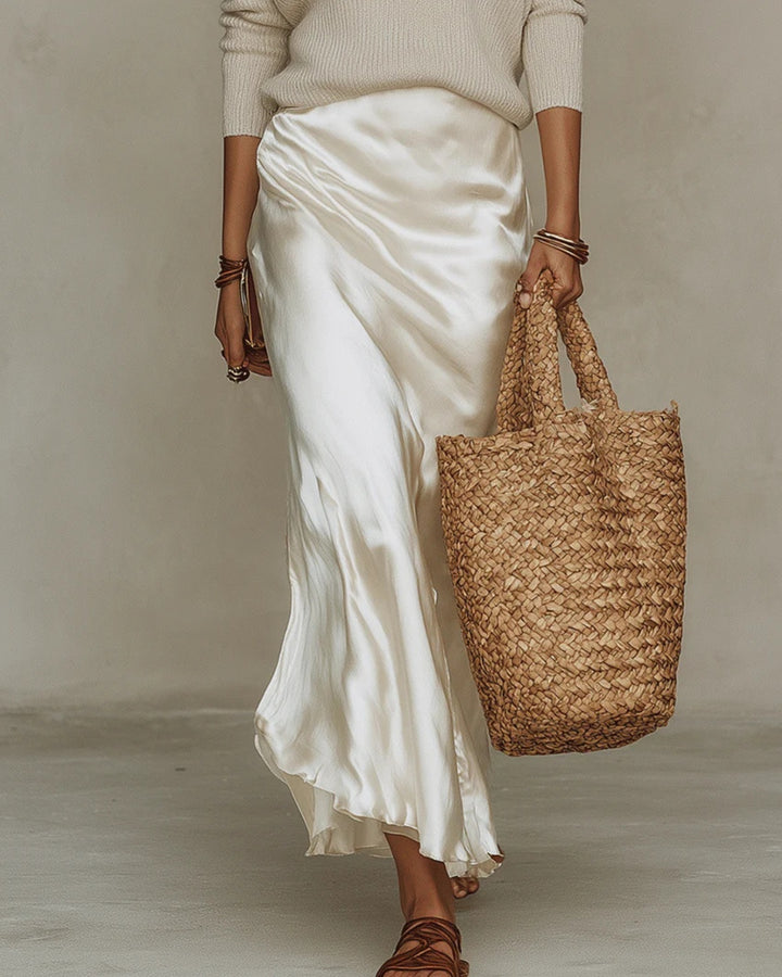 Juliet | Women's Satin Midi Dress with Knit Jumper