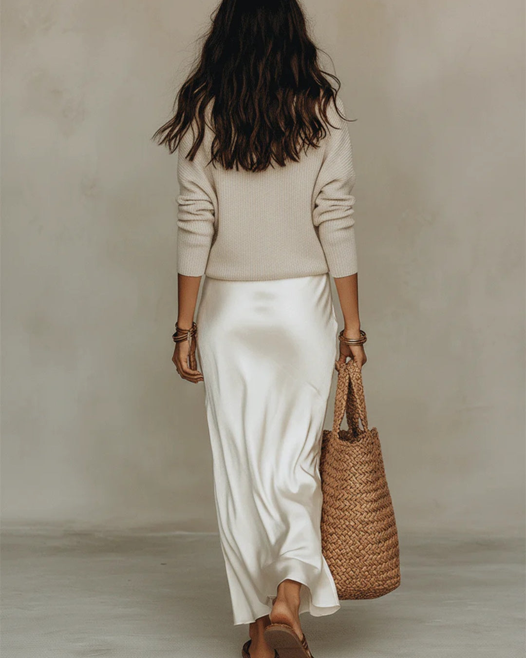 Juliet | Women's Satin Midi Dress with Knit Jumper