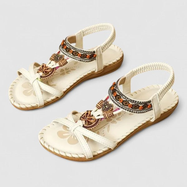 Layla | Women's Boho Strappy Sandals with Beaded Charm