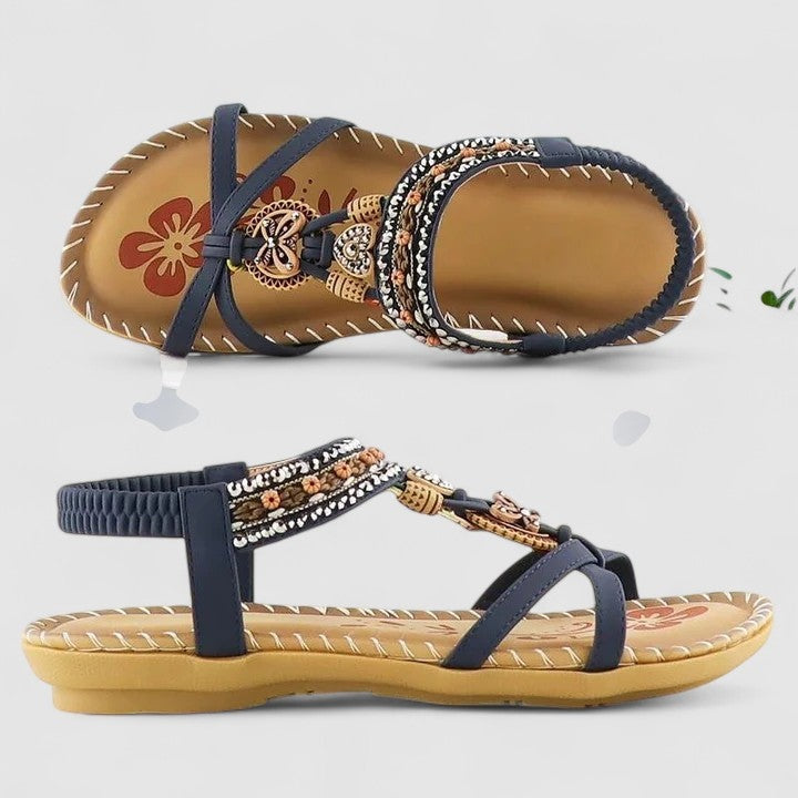 Layla | Women's Boho Strappy Sandals with Beaded Charm